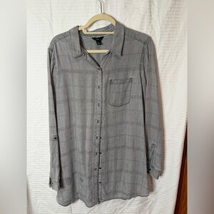 INTRO XL Gray Button-Up Tunic w Roll-up Sleeves